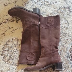 Gucci Chocolate Suede Over the Knee Boots